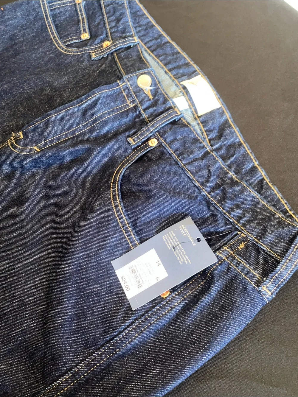 Dark Blue Denim Jean Skirt- Classic Size 14